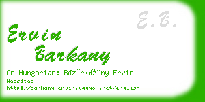 ervin barkany business card